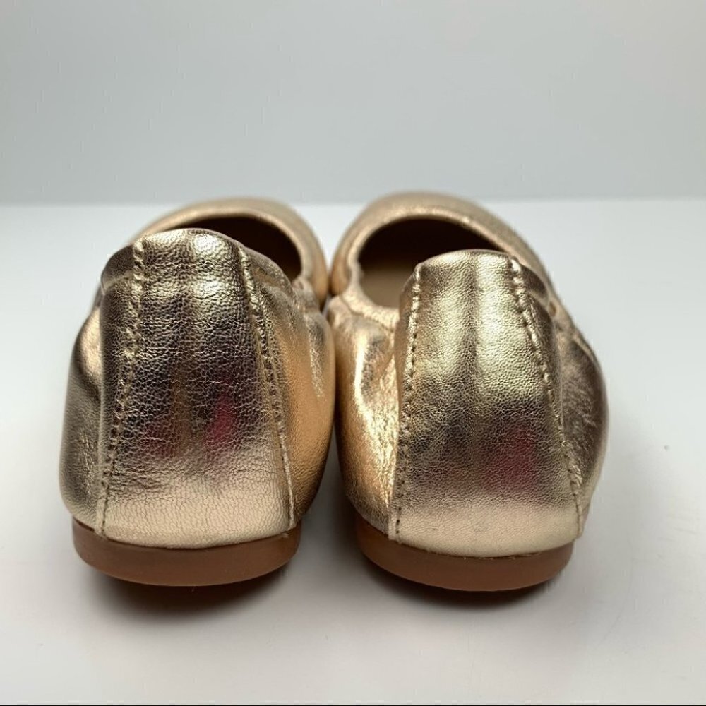 New Vince Camuto ballet flats Brindin sz 6.5 Egyptian gold leather square toe - Picture 6 of 13